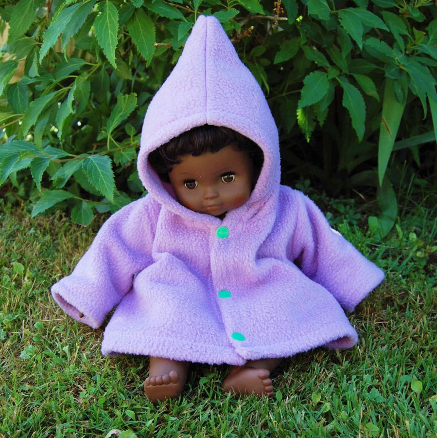Manteau pour poupée en polaire violet