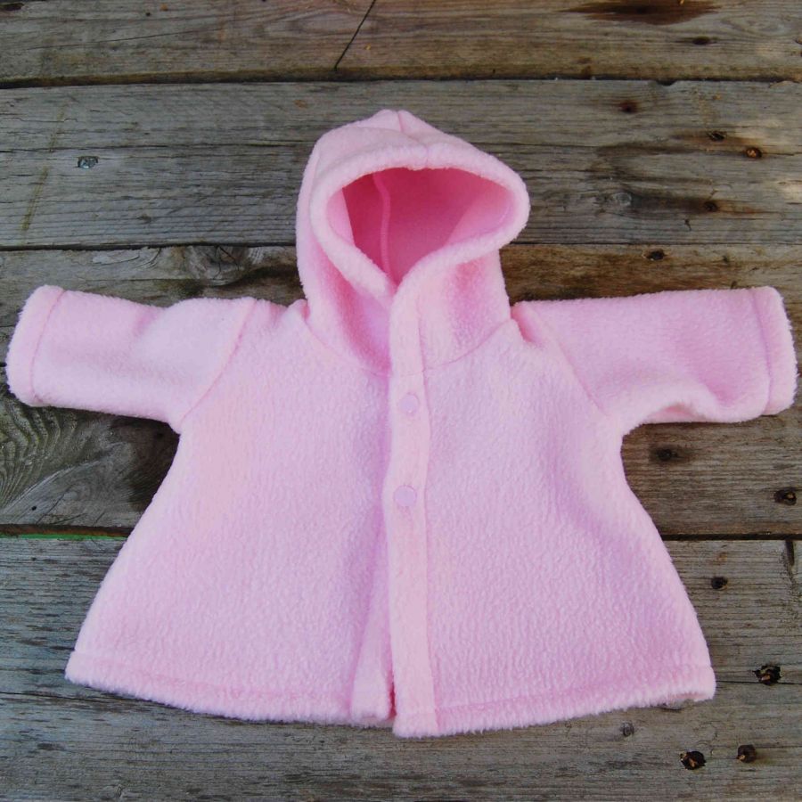 manteau rose pour poupée à capuche