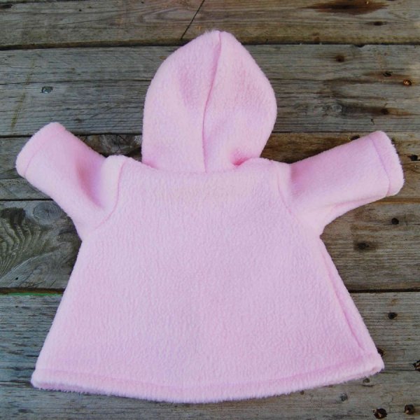 manteau rose pour poupée à capuche