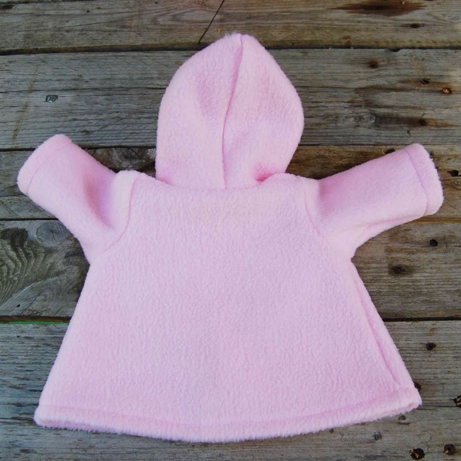 manteau rose pour poupée à capuche