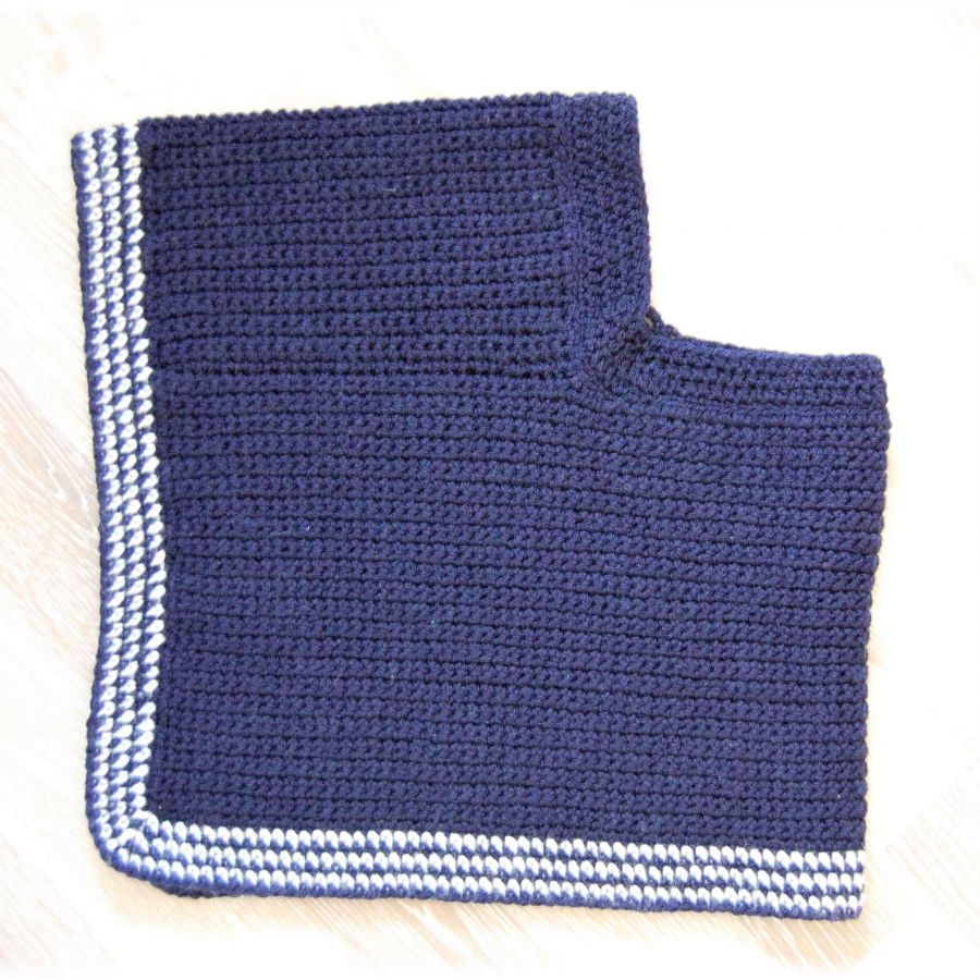 Poncho enfant 1 à 3 ans bleu marine et blanc de style marin