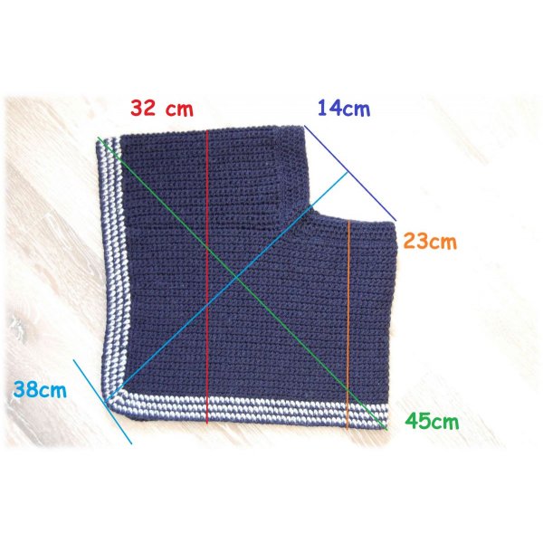 Poncho enfant 1 à 3 ans bleu marine et blanc de style marin