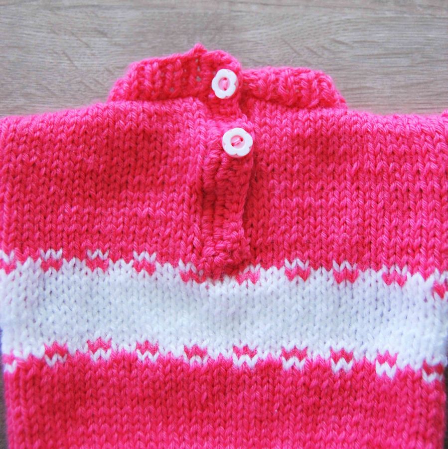 Pull poupée rose et blanc mini jacquard