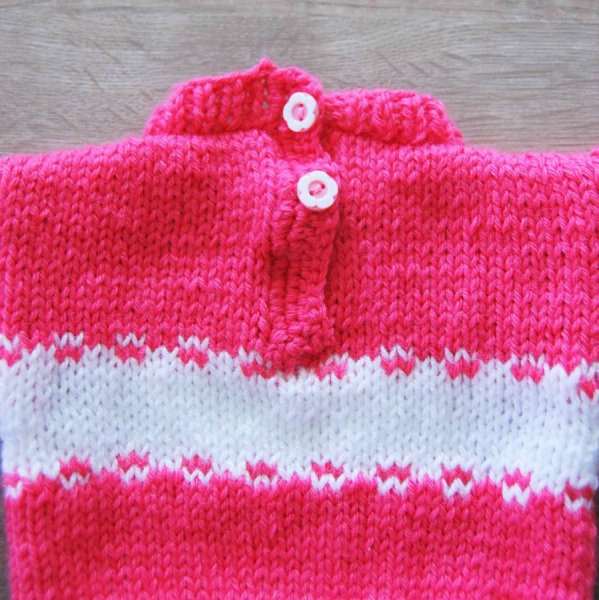 Pull poupée rose et blanc mini jacquard