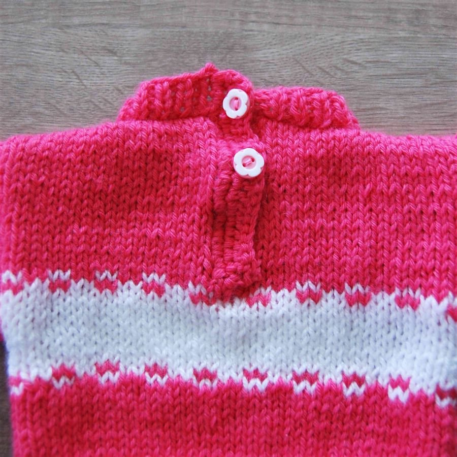 Pull poupée rose et blanc mini jacquard