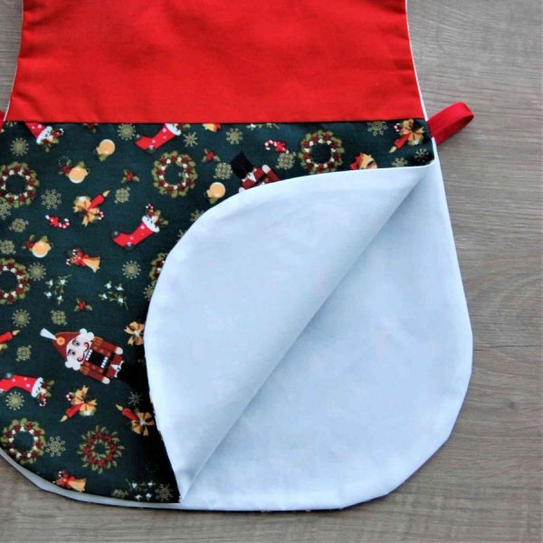 Tablier chasuble enfant 1-2 ans rouge et vert motif Noël