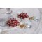 BO Rubis brodées avec des cristaux de Sawarovski, des perles nacrée, des estampes filigranées et des crochets d'oreilles en Gold Filled 14 carats