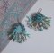 BO La Petite Sirène brodées des perles de gemmes (cabochons en Turquoise et chips Pierre de Lune), des cristaux de Swarovski, des perles nacrées, des rocailles et des crochets d'oreilles en Argent 925