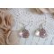BO Rose Irisée avec des boules en cristal de Swarovski et avec des crochets d'oreilles en Argent 925/1000