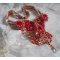 Collier plastron Rubis brodé avec des perles Agate rouge et corail semi-précieux façon Haute-Couture