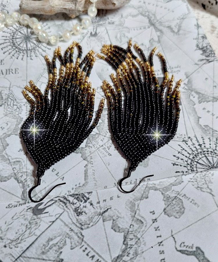 BO Atmosphère montées avec des perles de rocailles japonaises en verre et des crochets noires laiton