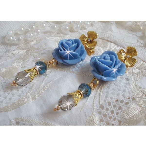 BO Bell'issim Rose Bleu Barbeau créées avec des Cristaux de Swarovski et du cristal de Bohême