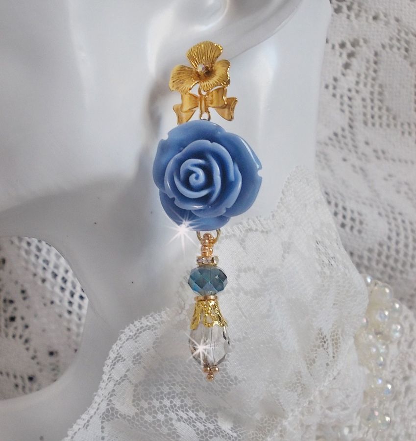 BO Bell'issim Rose Bleu Barbeau avec des Cristaux de Swarovski et du cristal de Bohême