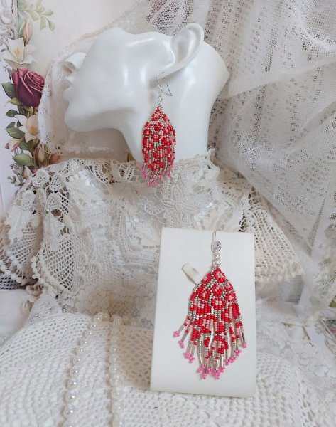 BO Imagine mont&eacute;es avec rocailles verres, tubes Argent 925 et crochets d&rsquo;oreilles plaqu&eacute; argent