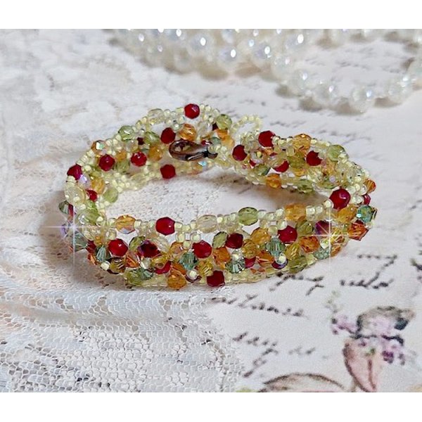 Bracelet Provençal avec des toupies en cristal de Swarovski et des facettes