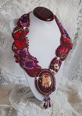 COLLIER ANCIEN PLASTRON Multi Rangs Pierres Véritables Vintage EUR 28