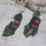 BO Evasion montées avec rocailles verres, tubes, perles cristal Swarovski et crochets d’oreilles Argent 925