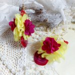 BO Secrets de la Provence cr&eacute;&eacute;es avec fleurs mousseline soie, perles verres et Cristal Swarovski