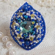 Bague Blue Palace, un design authentique aux perles de rocailles bleu et cristaux de Swarovski