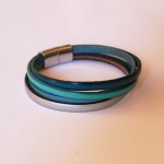 Bracelet manchette aux 4 cuirs turquoise