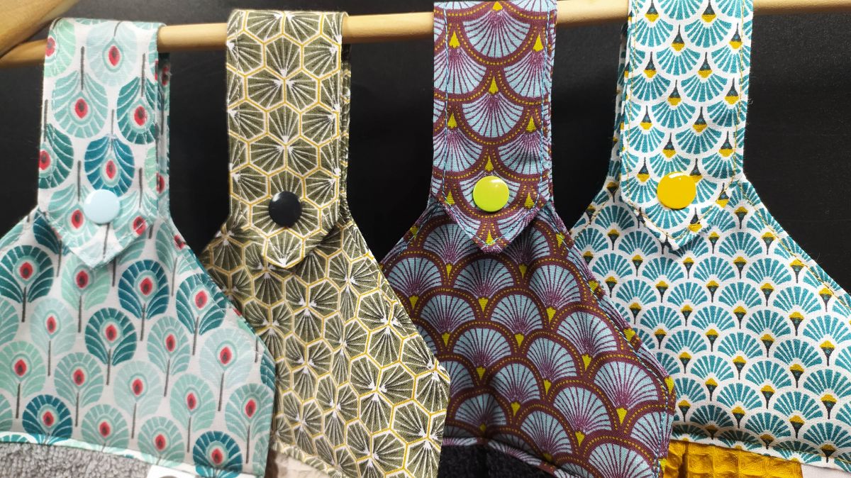 Torchon &agrave; clipser en tissu Oeko-Tex / pour mains, vaisselle, surfaces