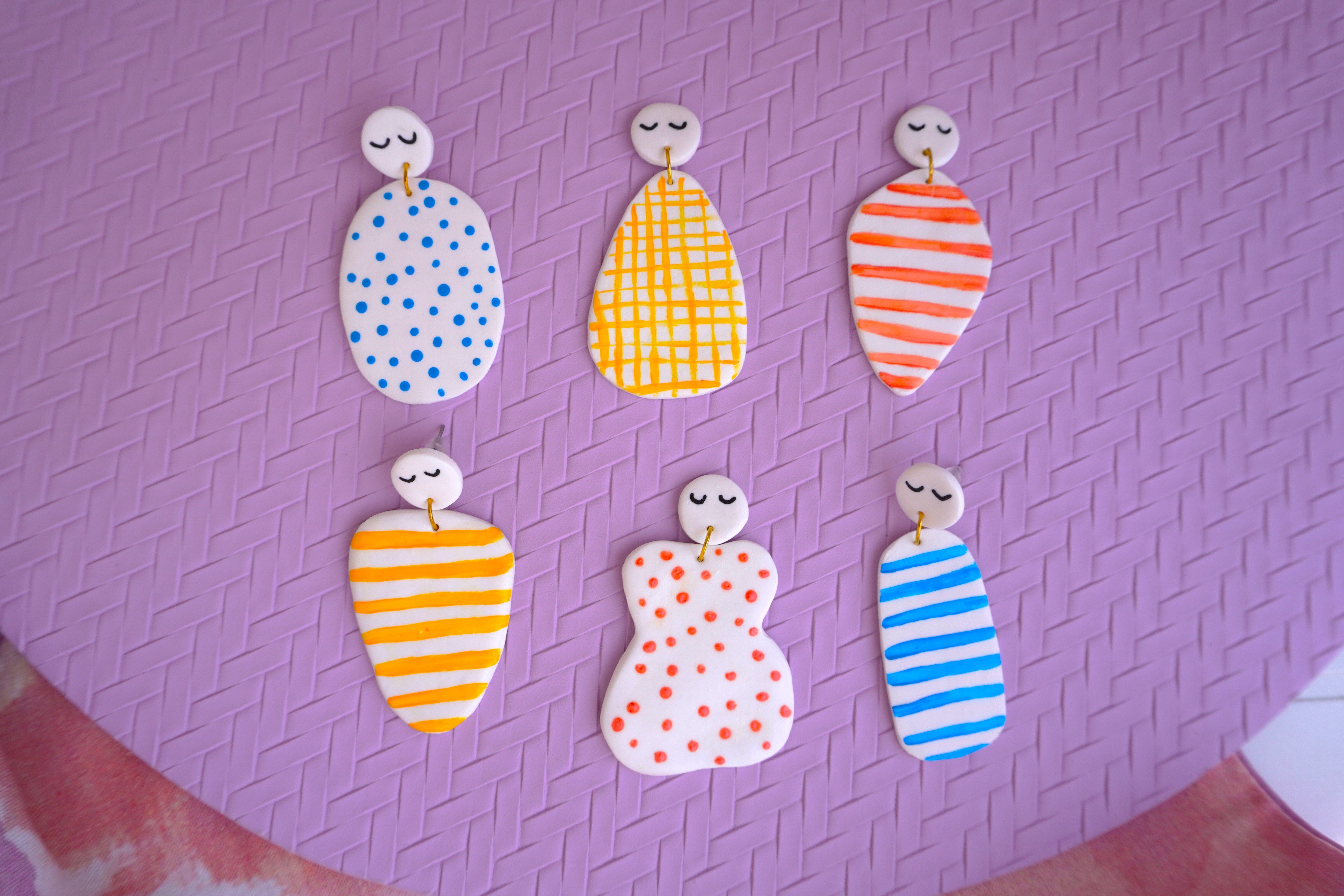 Boucles d'oreilles en argile polymère Etamine