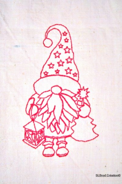 Petit pochon de Noël Gnome rouge