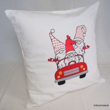 Housse de coussin Gnomes de Noël en voiture