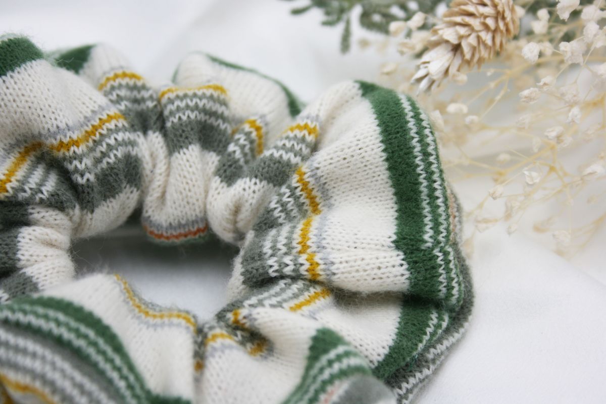 Chouchou cheveux collection hiver en maille tricot