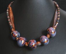 Collier Céramique Cuivre et gris argent