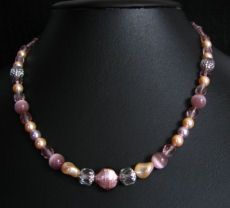 Collier Murano violet pêche