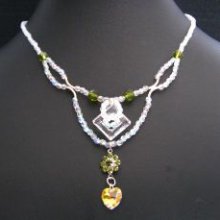 Collier double rang Crystal et Olivine
