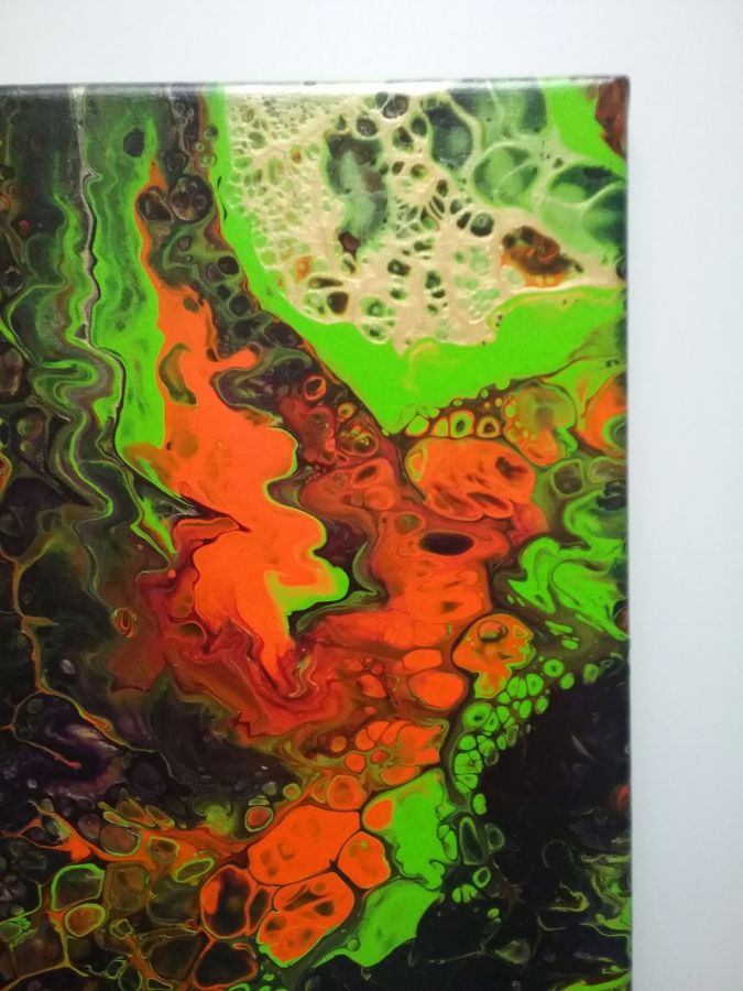 Peinture abstraite - Violet-vert-orange